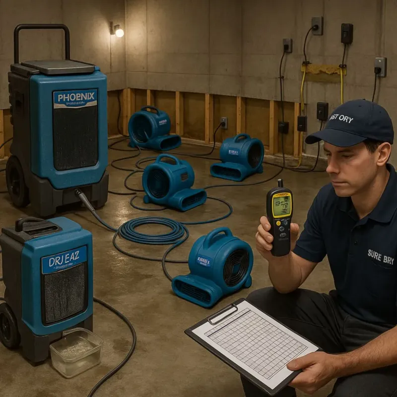 Structural Drying and Dehumidification process in Clifton, TX
